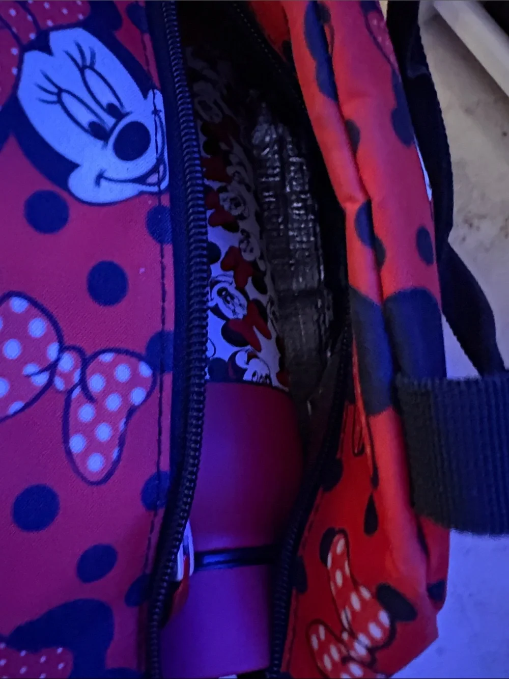 Disney Red and Black Minnie Mouse Lunch Tote with Matching Bottle